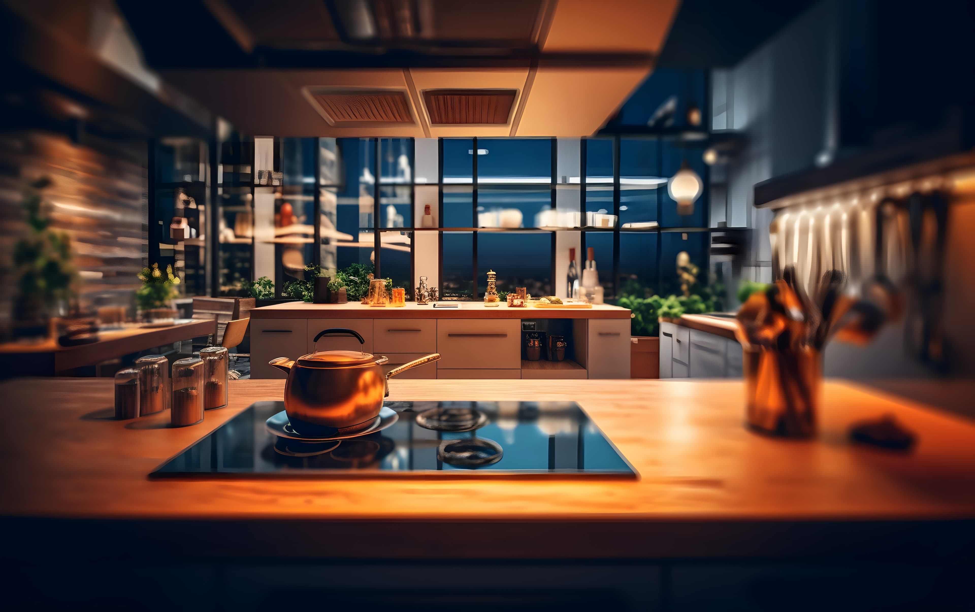 Cuisine sur mesure avec plan de travail et électroménagers intégrés
